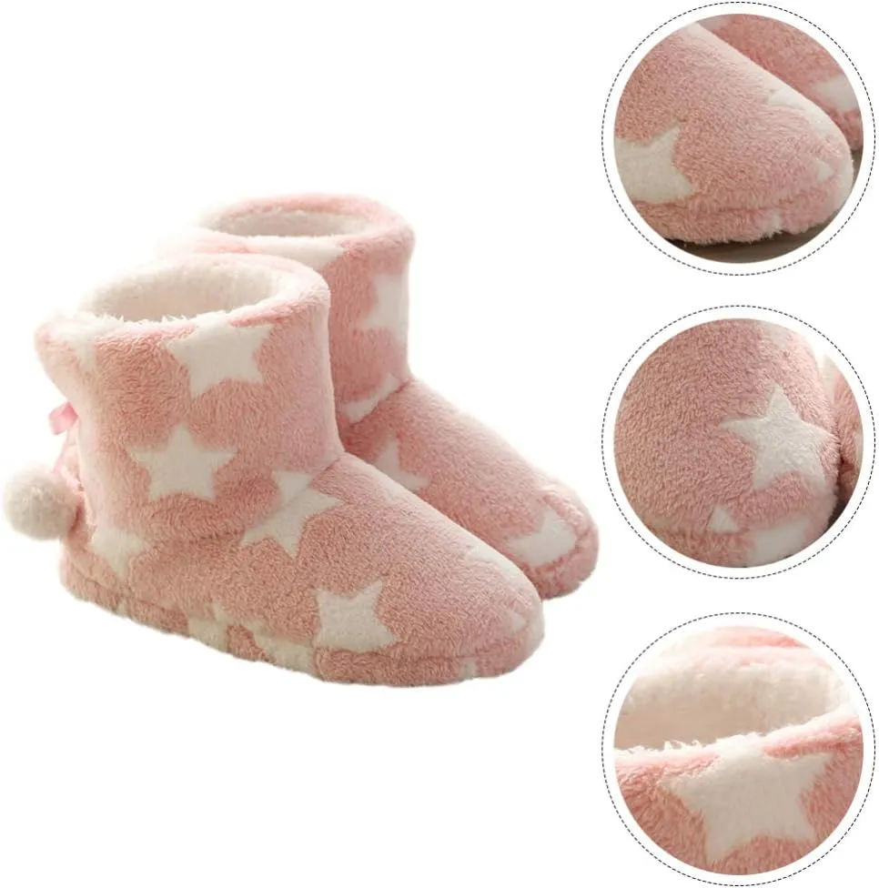 1 Pair Thick Soled Snow Boots Winter Shoes Plush Boot Slipper Socks Lambskin Slippers Plush Boots Men House Slippers Plush Winter Boots Flat Decorate Miss Upper Material: Cotton
