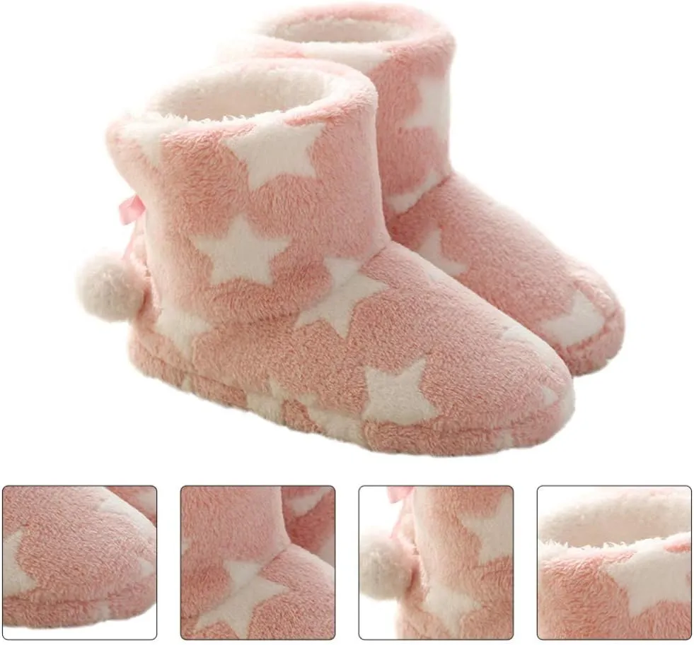 1 Pair Thick Soled Snow Boots Winter Shoes Plush Boot Slipper Socks Lambskin Slippers Plush Boots Men House Slippers Plush Winter Boots Flat Decorate Miss Upper Material: Cotton