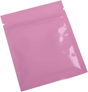 100 Durable Double-Sided Metallic Foil Mylar Flat QuickQlick Zipper Seal Bag 7.5x10cm (3x4") (Pink)