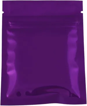 100 Durable Double-Sided Metallic Foil Mylar Flat QuickQlick Zipper Seal Bag 7.5x10cm (3x4") (Purple)