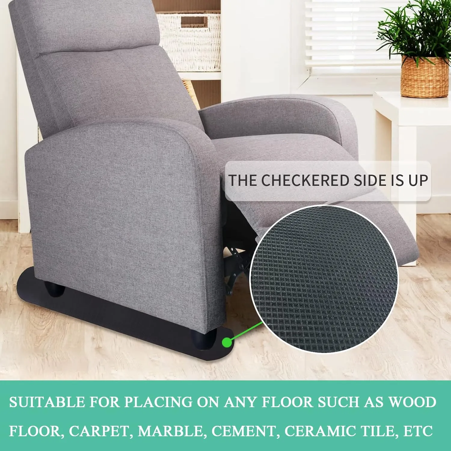 4 PCS 30Inch Non-Slip Furniture Rail Pads for Hardwood Floors, Recliner Non Slip Grippers, Recliner Floor Protector, Anti-Slip Furniture Pads Keeping Recliners Sofas Couches Chairs Furniture in Place