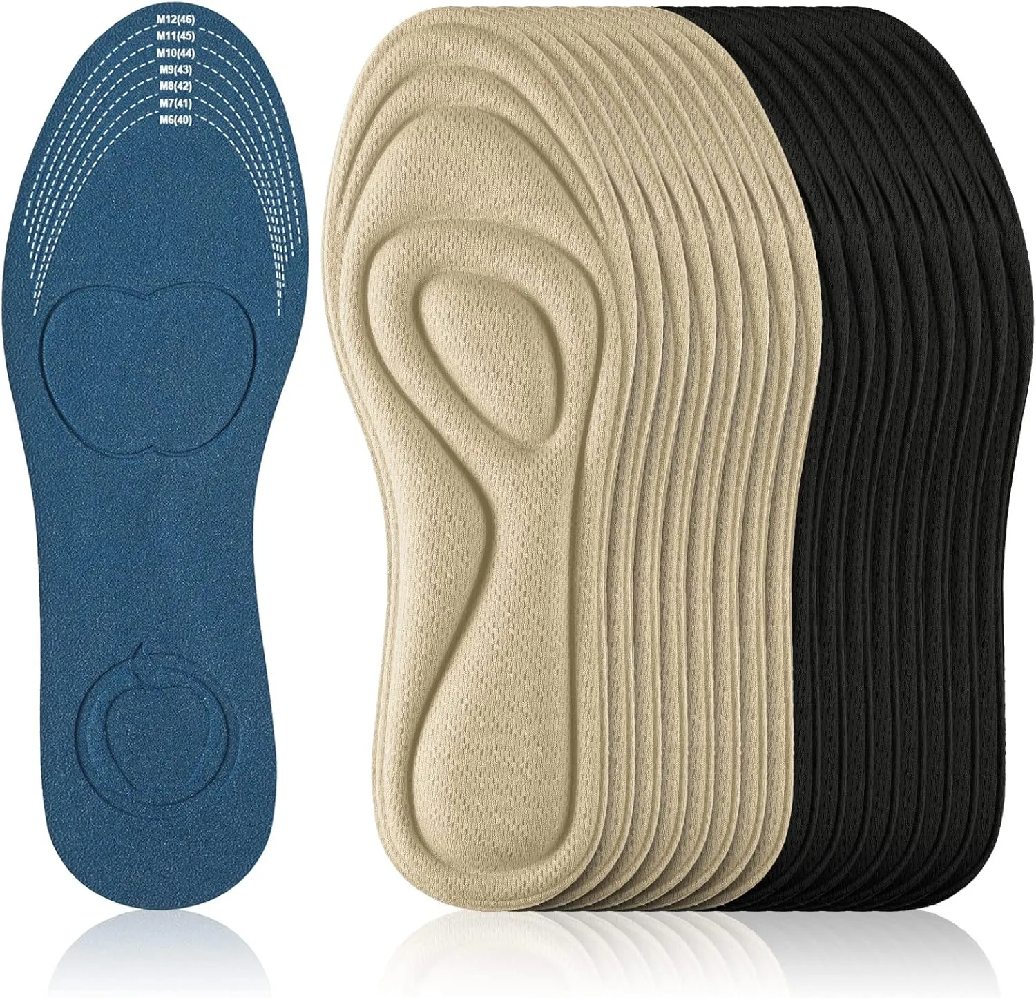 8 Pairs 3D Shoe Insoles Inserts Women Men, Sponge Insoles Replacement Innersoles Cushioning Work Boot Replacement Shoe Inserts(Classic Colors, Shoe Size 6-11)