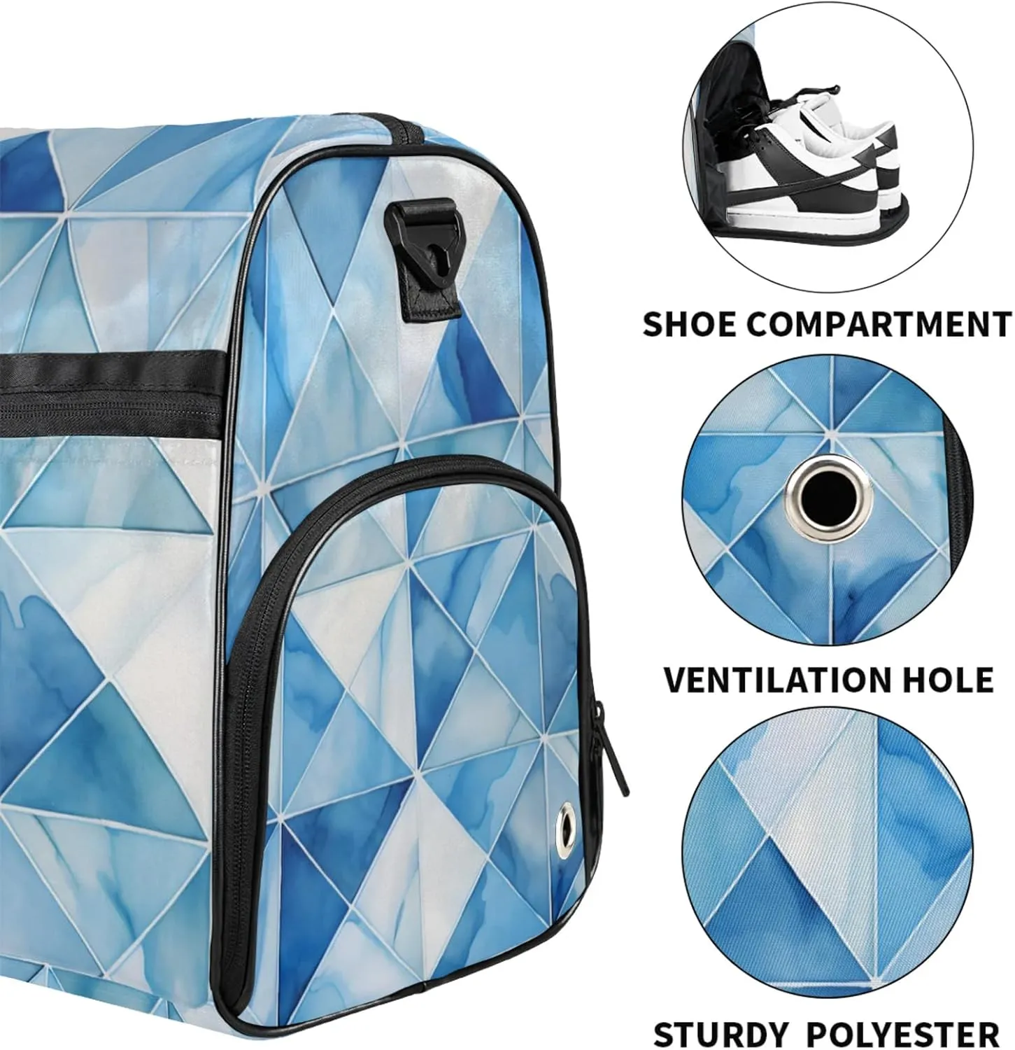 Abstract Gym Bags for Men Women, 43L Medium Sports Checkered Pattern Travel Duffel Bag for Men with Shoe Compartment,Carry on Bags for Airplanes Women