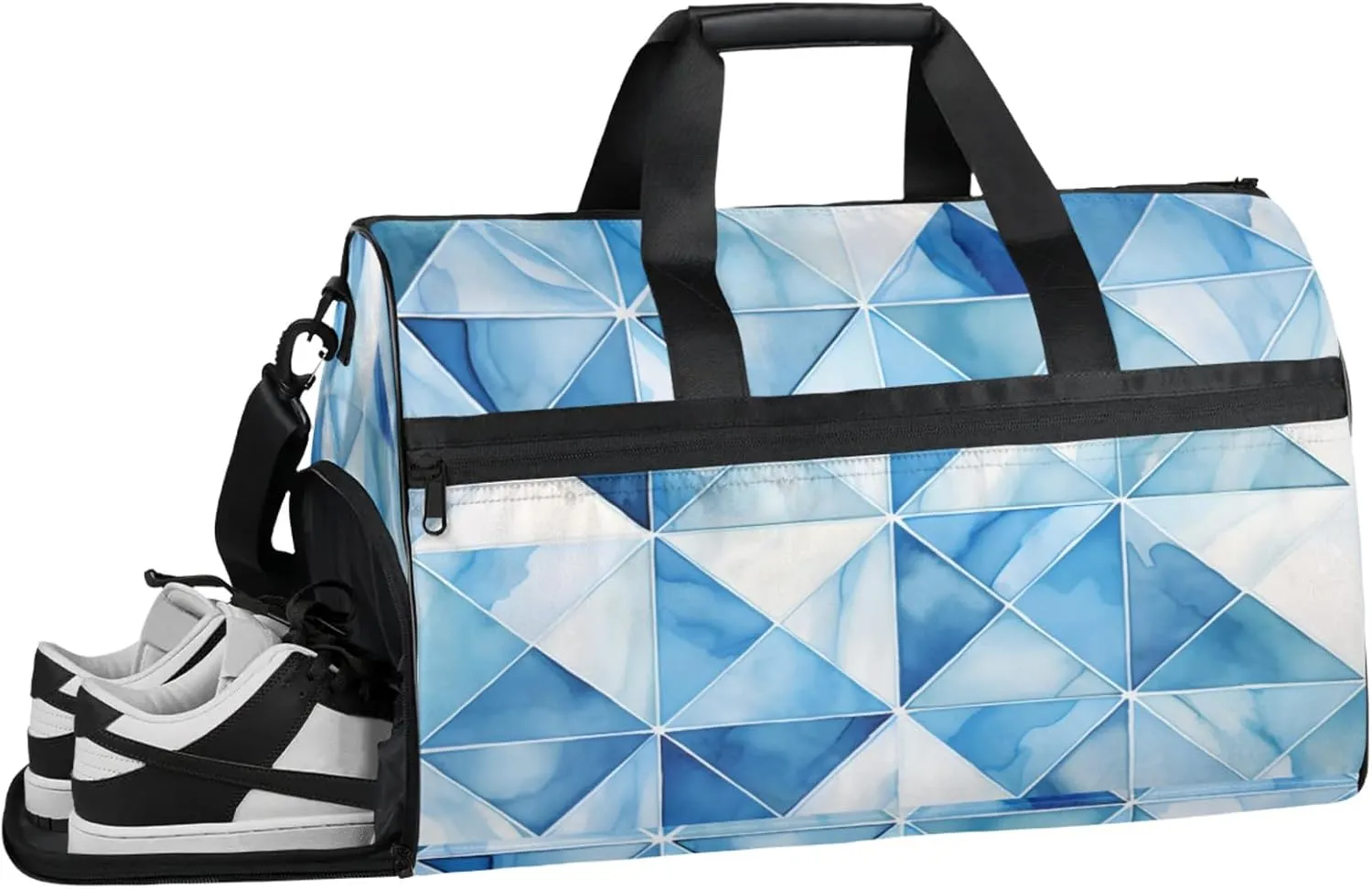 Abstract Gym Bags for Men Women, 43L Medium Sports Checkered Pattern Travel Duffel Bag for Men with Shoe Compartment,Carry on Bags for Airplanes Women