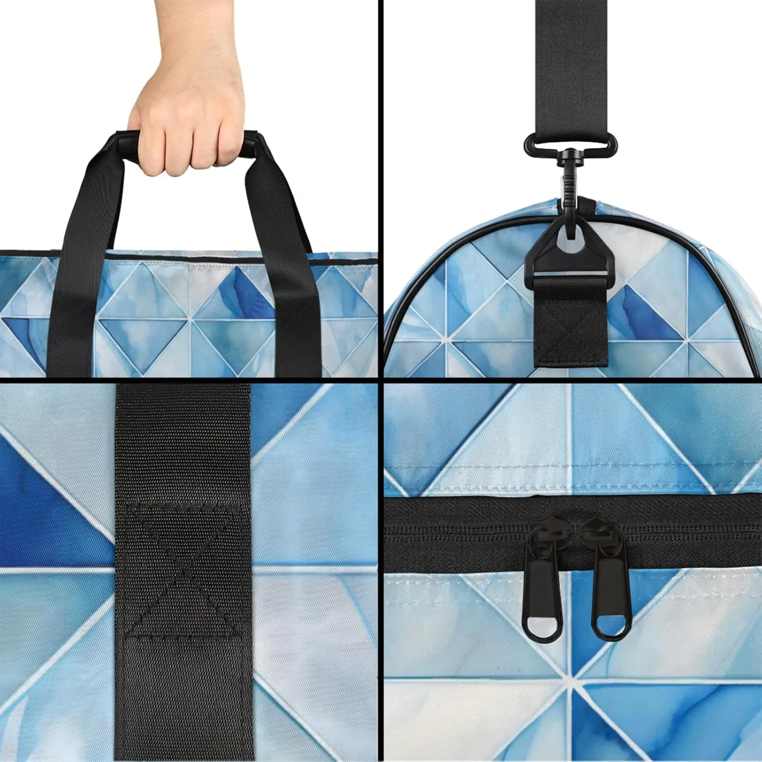 Abstract Gym Bags for Men Women, 43L Medium Sports Checkered Pattern Travel Duffel Bag for Men with Shoe Compartment,Carry on Bags for Airplanes Women