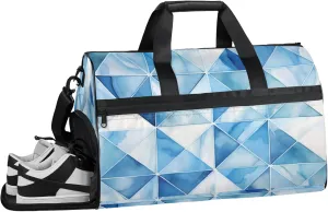 Abstract Gym Bags for Men Women, 43L Medium Sports Checkered Pattern Travel Duffel Bag for Men with Shoe Compartment,Carry on Bags for Airplanes Women
