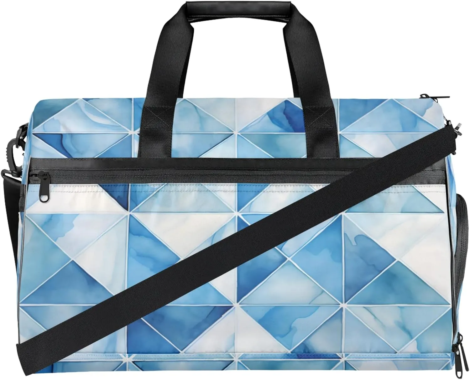 Abstract Gym Bags for Men Women, 43L Medium Sports Checkered Pattern Travel Duffel Bag for Men with Shoe Compartment,Carry on Bags for Airplanes Women