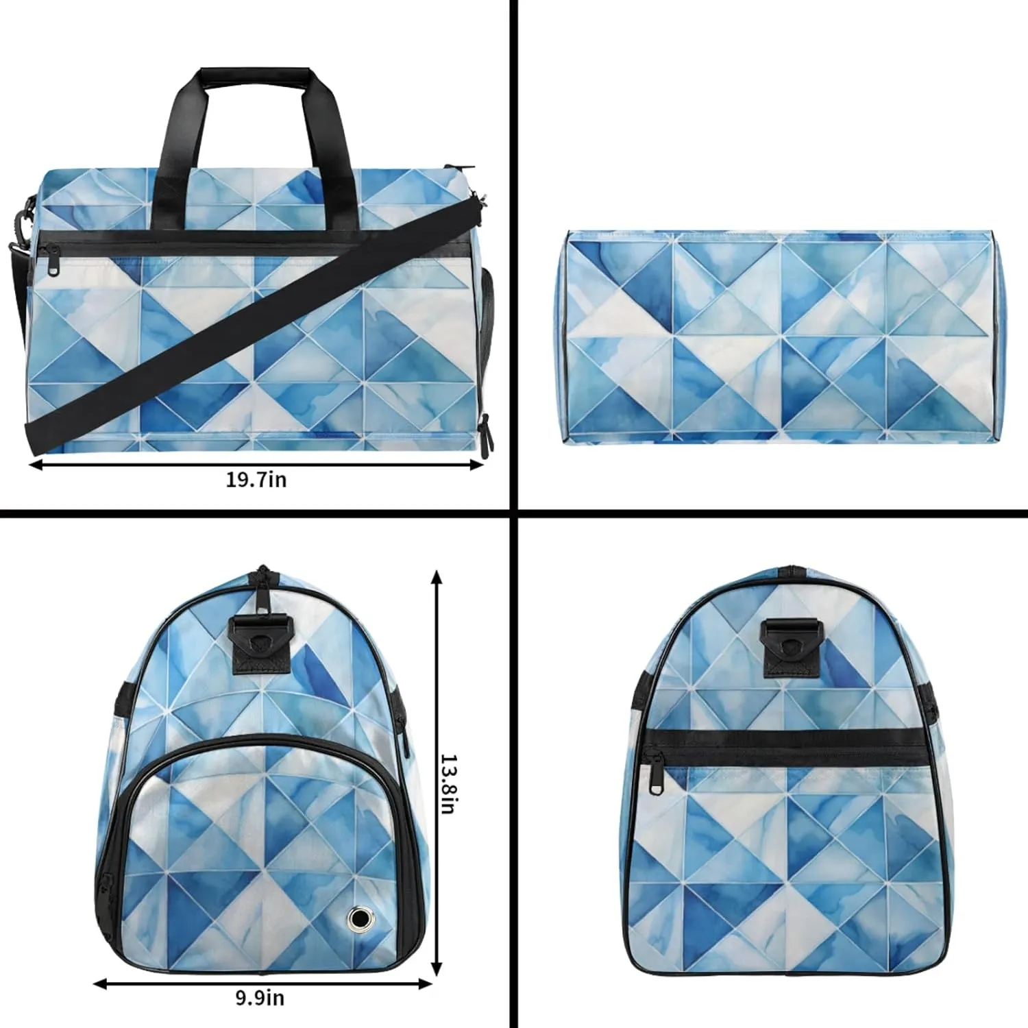 Abstract Gym Bags for Men Women, 43L Medium Sports Checkered Pattern Travel Duffel Bag for Men with Shoe Compartment,Carry on Bags for Airplanes Women