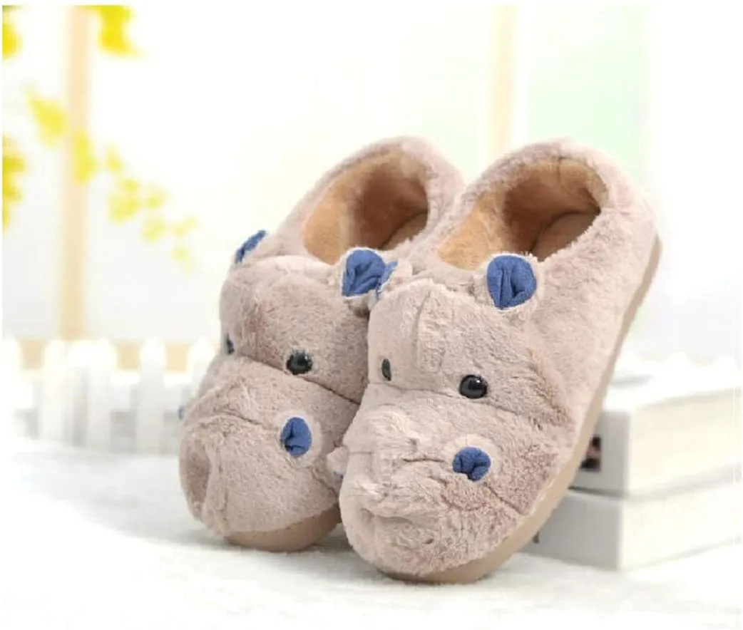 Adult & Children Cotton Hippo Home Plush Animal Slippers