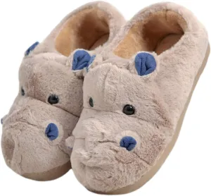 Adult & Children Cotton Hippo Home Plush Animal Slippers