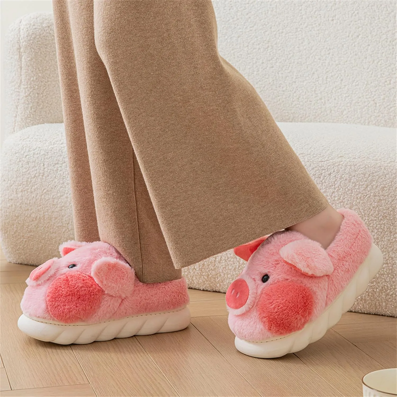 adult cotton slippers pig home slippers plush slippers animal slippers women shoes