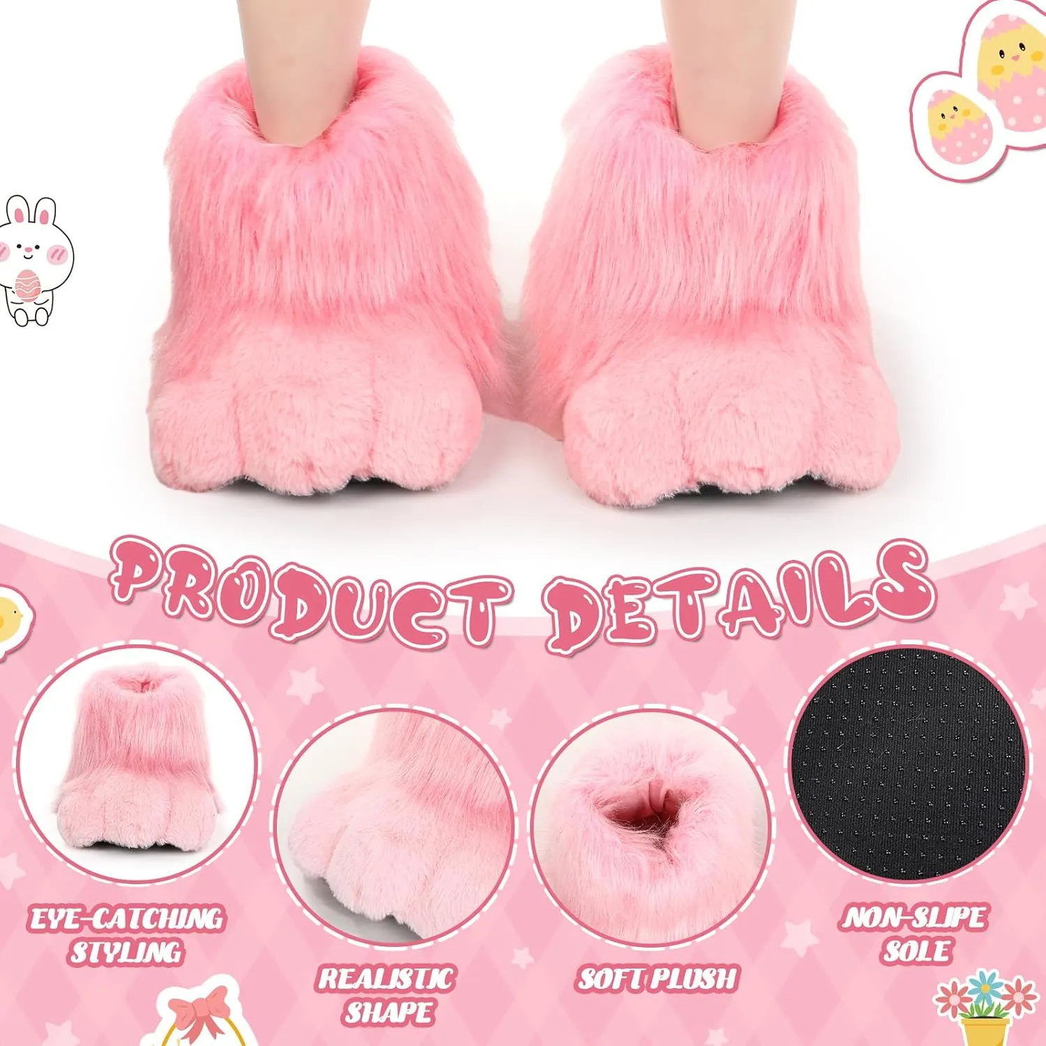 Adult Easter Bunny Boot Rabbit Foot Shoes Easter Bunny Costume Accessories Plush Rabbit Slippers for Easter