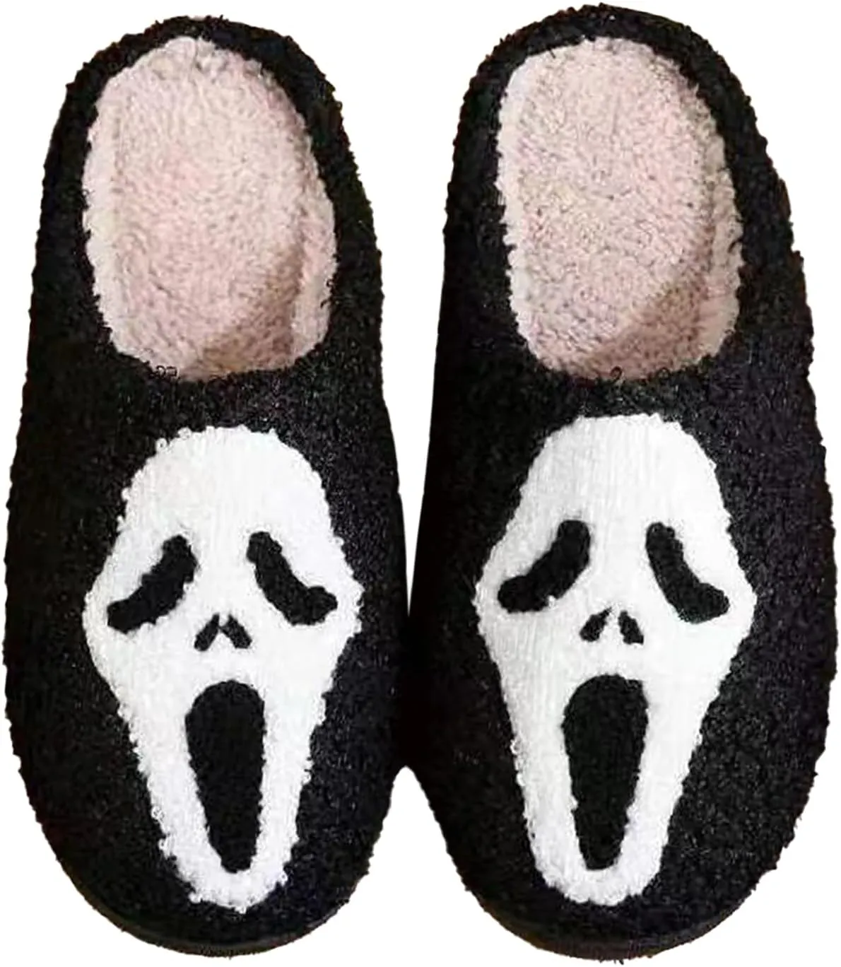 Afellicy Halloween Christmas Slippers Checkered Scuff for Women and Men Holiday Indoor Bedroom Fluffy Warm Fleece Slippers Winter Soft Cozy Home Non-Slip Soft Plush Slip-on Wool Lined House Shoes
