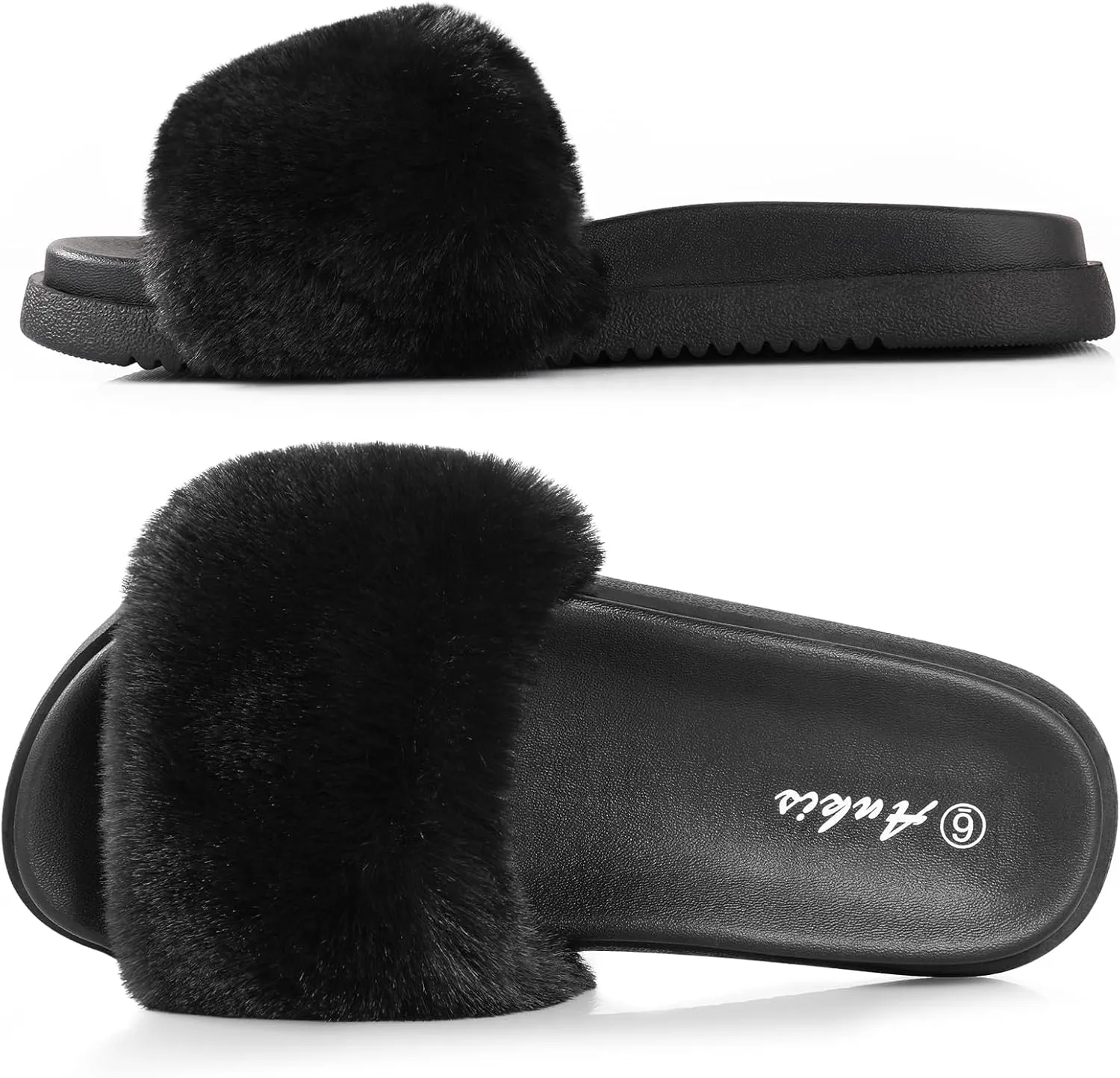 Ankis Black Pink Grey Camel Fur Slides-Cute Chic Versatile Pretty Soft Platform Slides, Open Toe, Non-slip Womens House Fluffy Slippers, Fuzzy Slippers for Women Indoor Outdoor, All Seasons