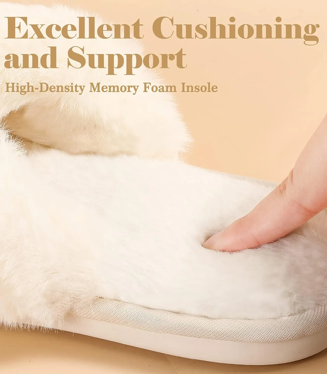 Ankis Womens Fuzzy Memory Foam Slippers Cross Band Cozy Plush Home Slippers Fluffy Furry Open Toe House Shoes Indoor Outdoor Slide Slipper