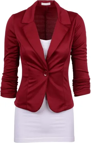 Auliné Collection Women's Casual Work Solid Color Knit Blazer
