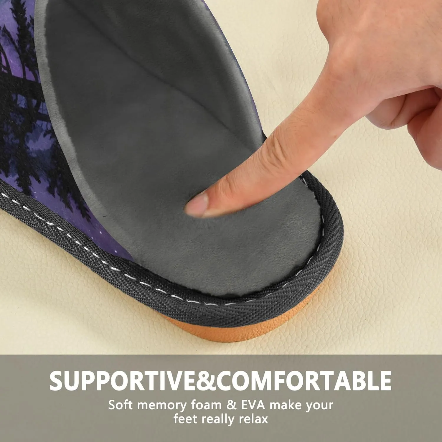 Aurora Sasquatch House Slippers for Women Men, Warm Slipper Rubber Sole Memory Foam Indoor Outdoor 4-5