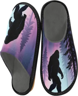 Aurora Sasquatch House Slippers for Women Men, Warm Slipper Rubber Sole Memory Foam Indoor Outdoor 4-5