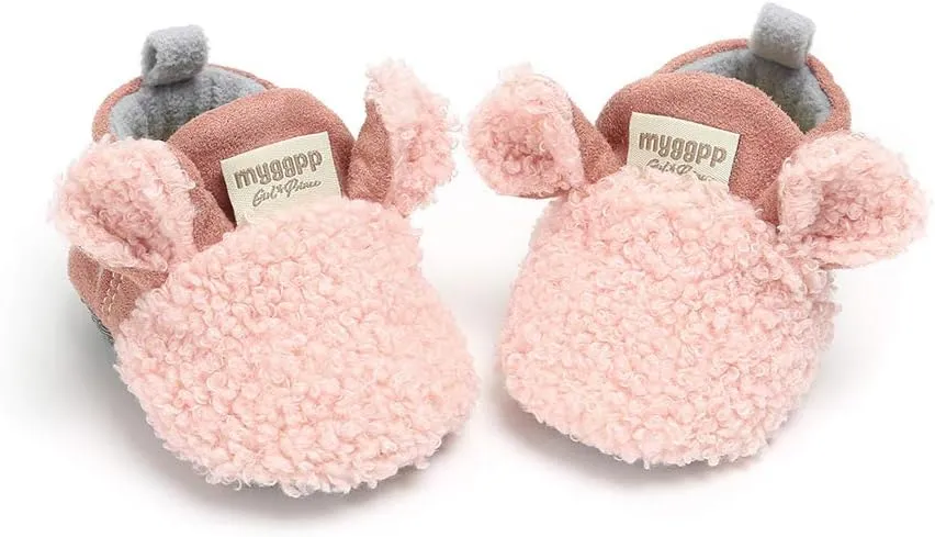 Baby Boys Girls Soft Plush Slippers Cartoon Toddler Infant Warm Winter House Shoes