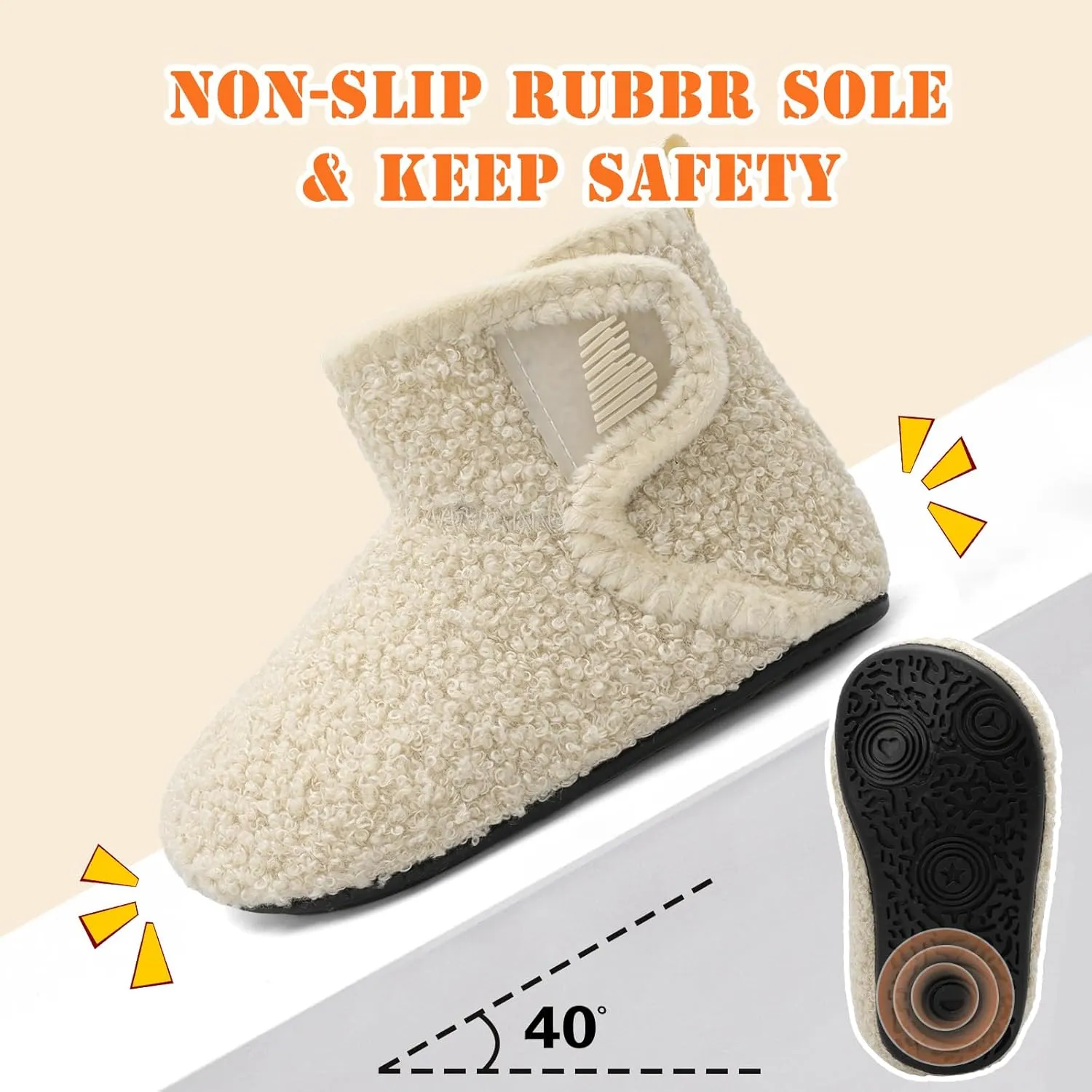 BARERUN Toddler Slippers Girls Boys House Shoes Baby Winter Booties Plush Cozy Kids House Slipper Warm Lightweight Infant Walking Shoes Socks