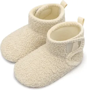 BARERUN Toddler Slippers Girls Boys House Shoes Baby Winter Booties Plush Cozy Kids House Slipper Warm Lightweight Infant Walking Shoes Socks