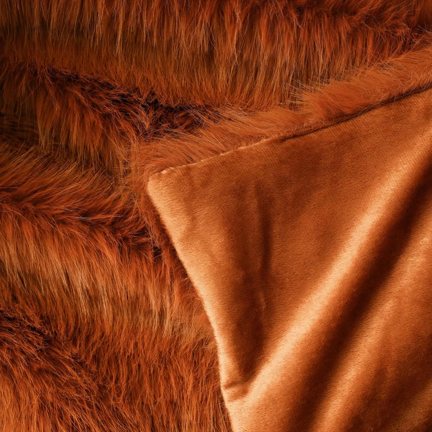 BATTILO HOME Luxury Fall Faux Fur Throw Blanket, Rust Orange Fur Blankets and Throw for Couch, Sofa, Chair, Bed, Soft Plush Warm Fuzzy Cozy Fur Throws with Long Pile, Fall Decor, 60"x80"