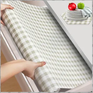 Beautysaid Shelf and Drawer Liner for Ktichen Cabinet, Non Adhesive Non Slip Shelf Paper Waterproof Washable Thickened for Dresser Pantry Shelve Bathroom Protector Liner(Checkered,18 in x 10 FT)