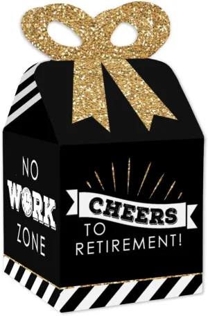 Big Dot of Happiness Happy Retirement - Square Favor Gift Boxes - Retirement Party Bow Boxes - Set of 12