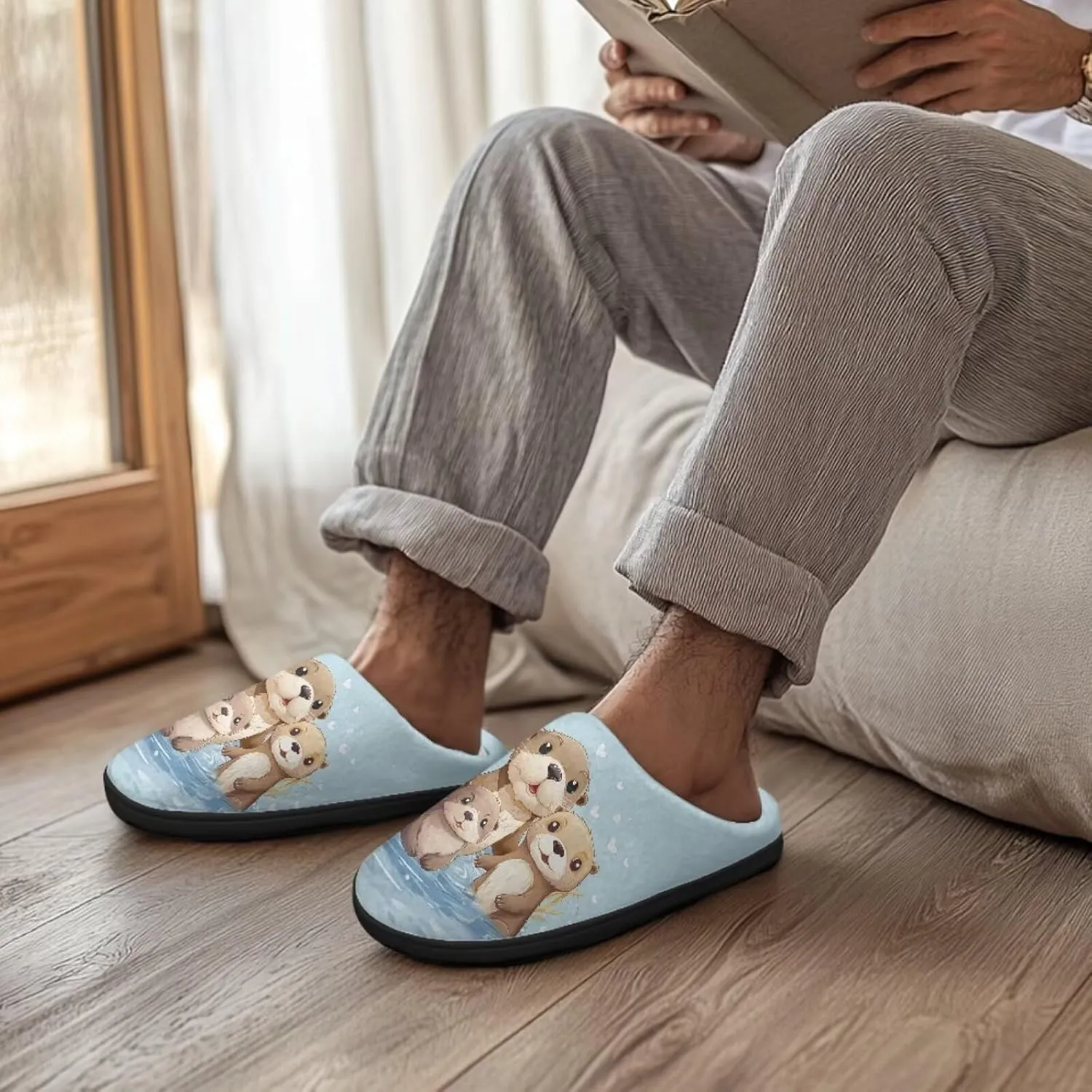 Binienty Womens Fuzzy House Slippers Indoor Shoes Memory Foam Insoles & Rubber Soles