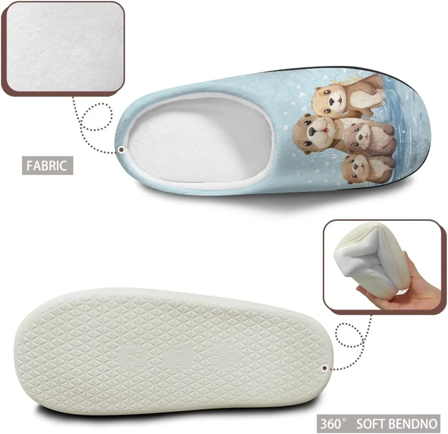 Binienty Womens Fuzzy House Slippers Indoor Shoes Memory Foam Insoles & Rubber Soles