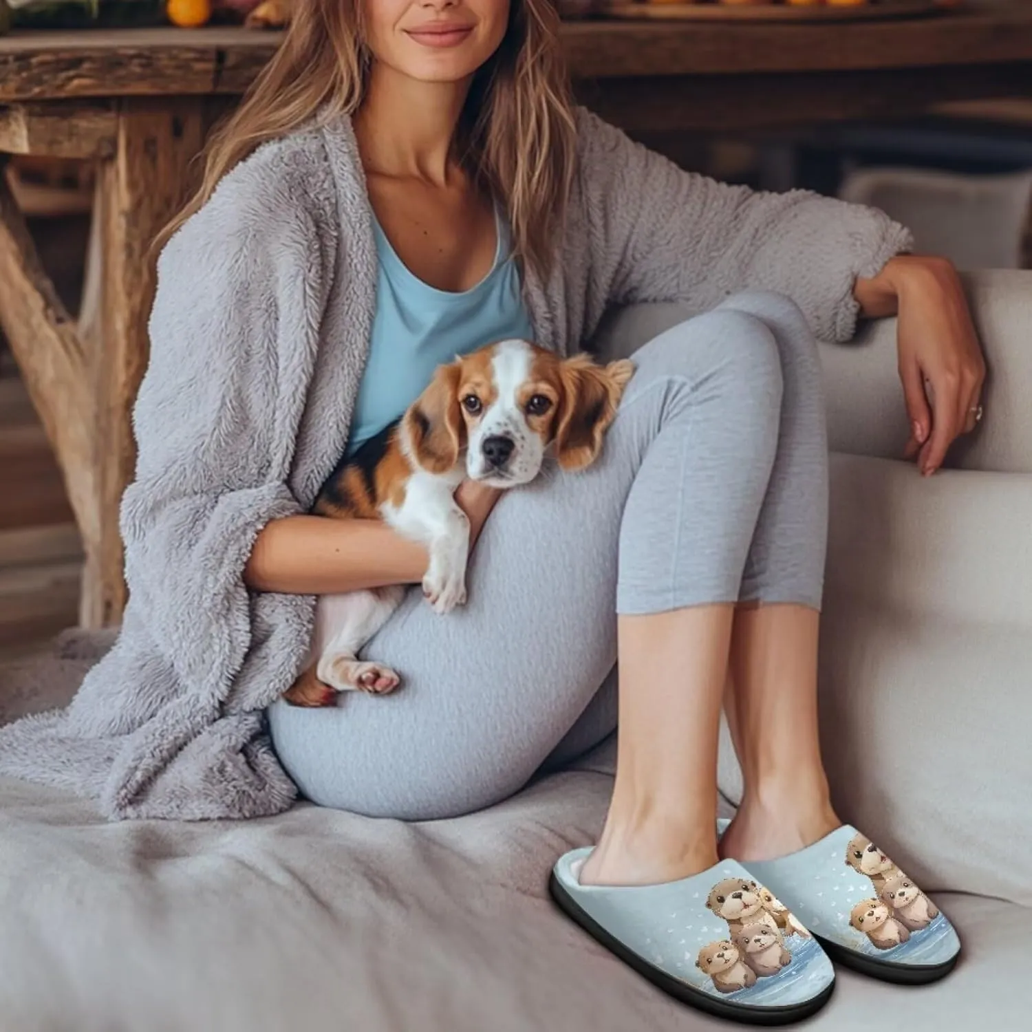 Binienty Womens Fuzzy House Slippers Indoor Shoes Memory Foam Insoles & Rubber Soles