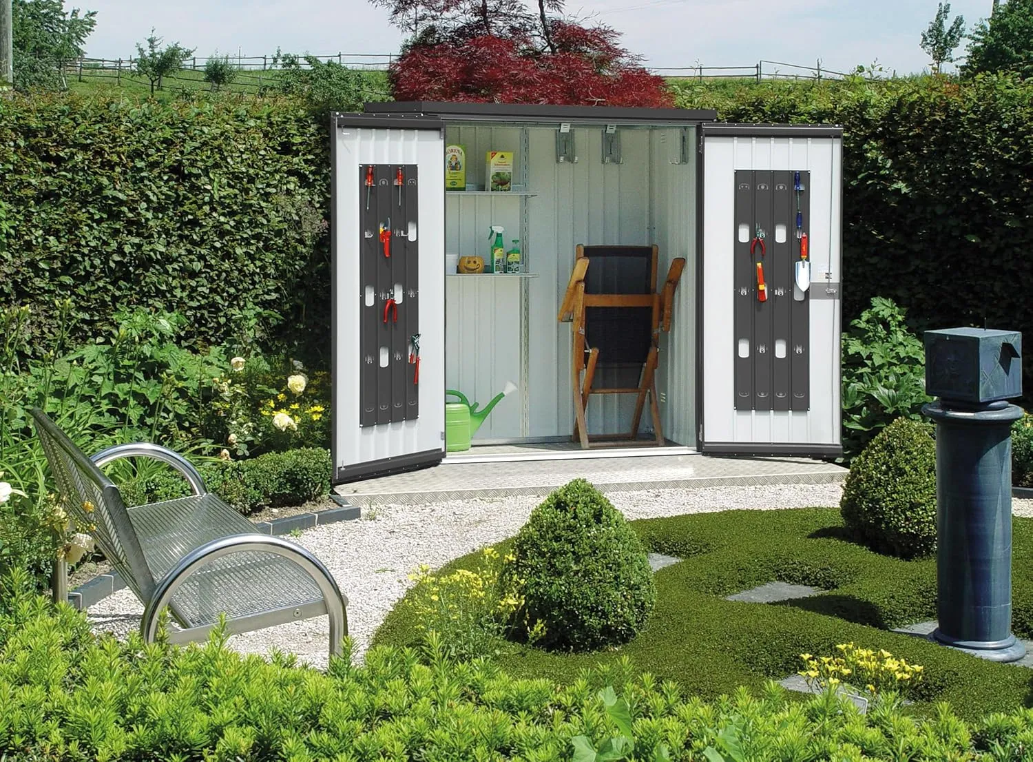 Biohort Equipment Locker 150 in Steel Metallic Dark Grey 61in x 33in x 72in Outdoor Storage Locker with Floor Kit