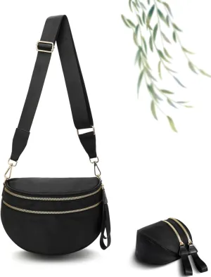 Black and White Checkered Crossbody Bag, Nuvore Crossbody Bag, Checkered Bum Bag Crossbody with Adjustable Strap