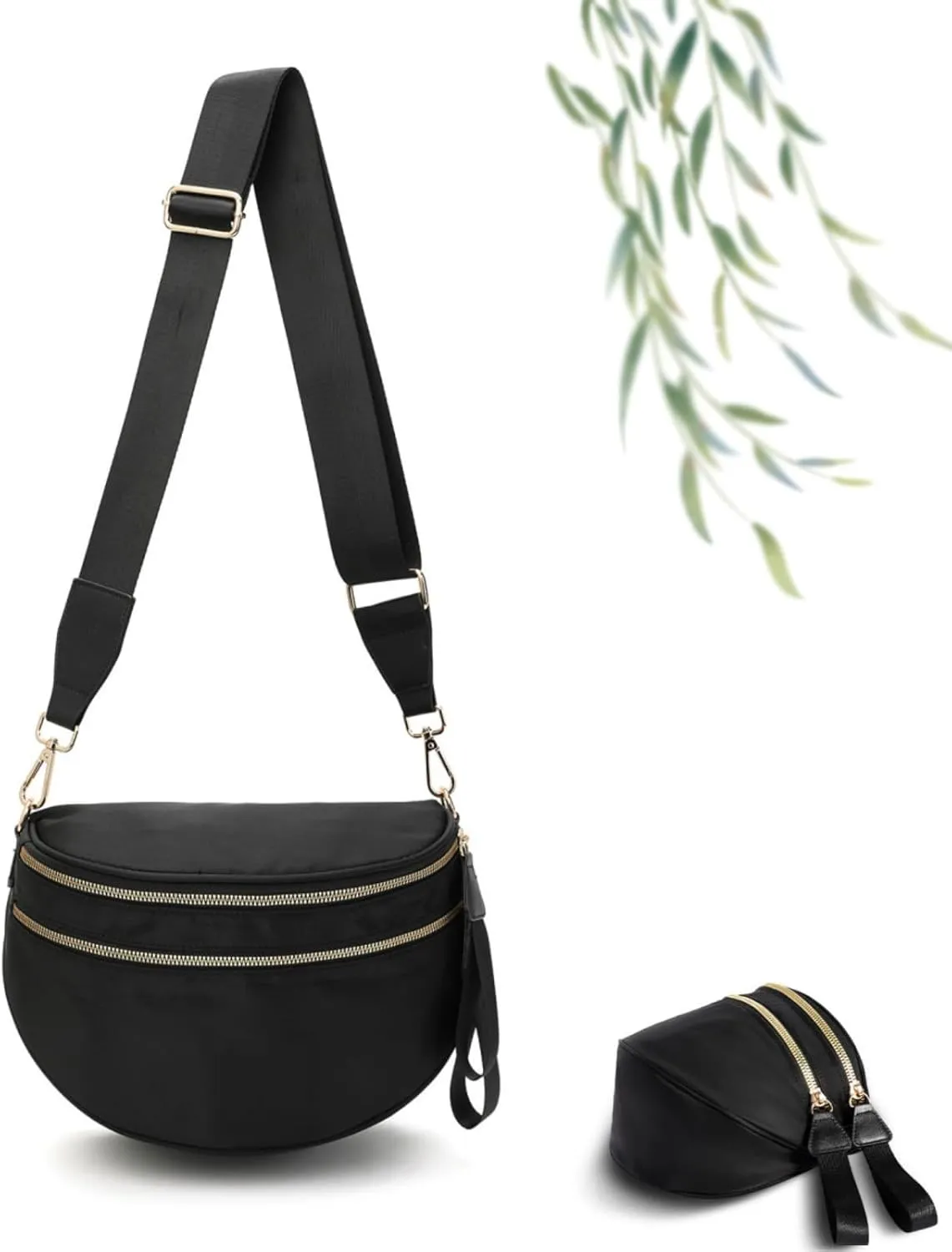 Black and White Checkered Crossbody Bag, Nuvore Crossbody Bag, Checkered Bum Bag Crossbody with Adjustable Strap
