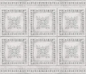 Brewster BHF2769 Cream Vintage Tin Peel & Stick Backsplash, Metallic