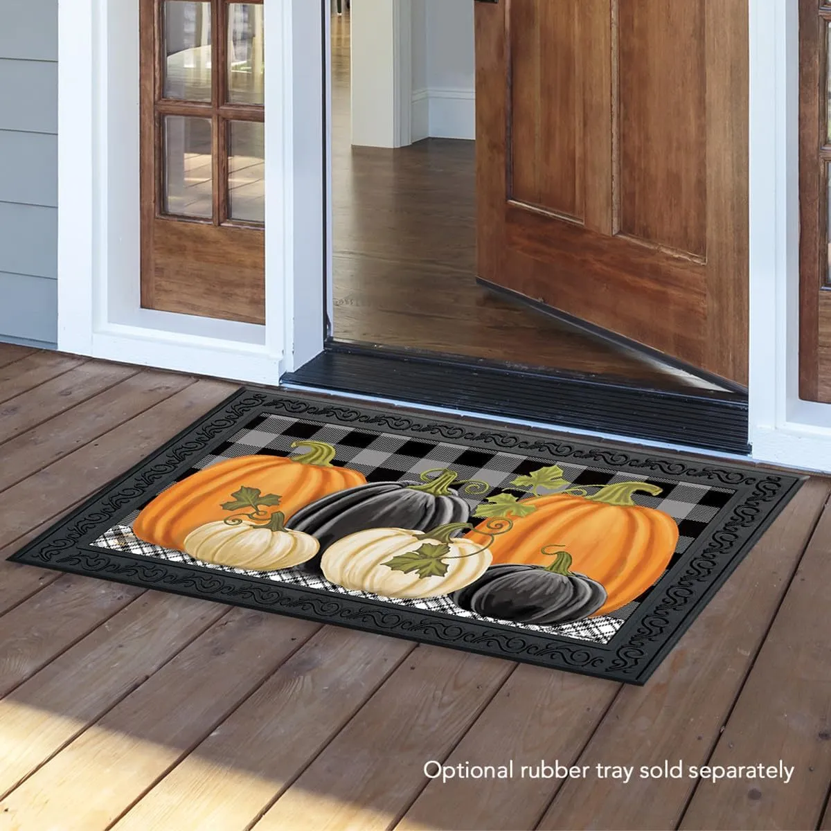 Briarwood Lane Checkered Pumpkins Autumn Doormat