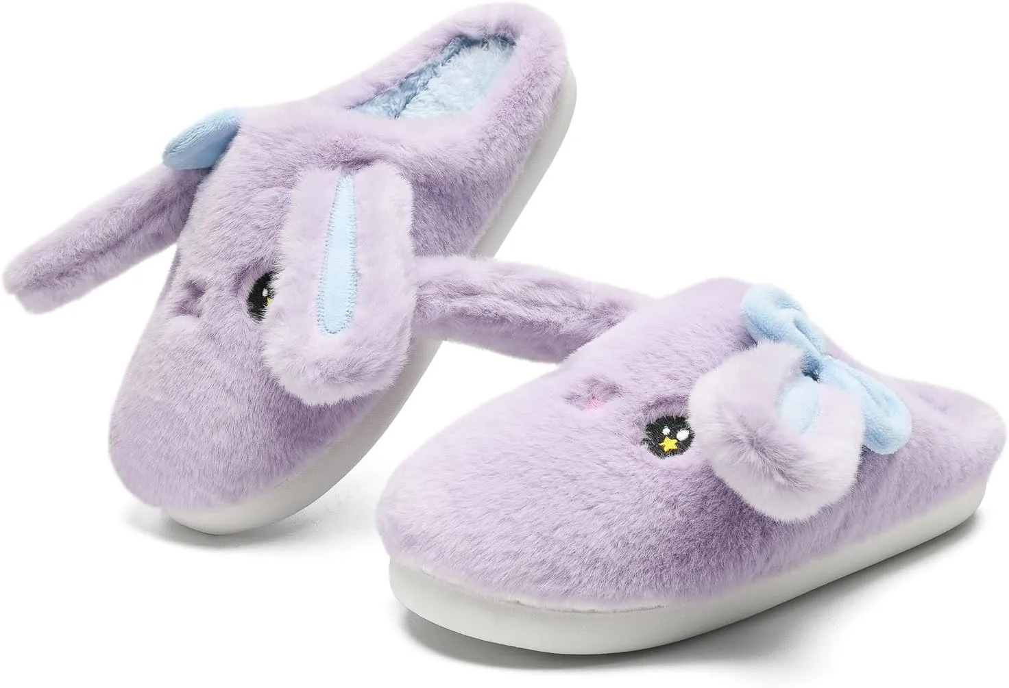 Bunny Animal Slippers for Women and Men, Cute Bow Fuzzy Fluffy Comfy Plush Cartoon Woman Preppy Funny Furry Rabbit Pillow Cloud Home Bedroom House Slipper for Womens Indoor and Outdoor