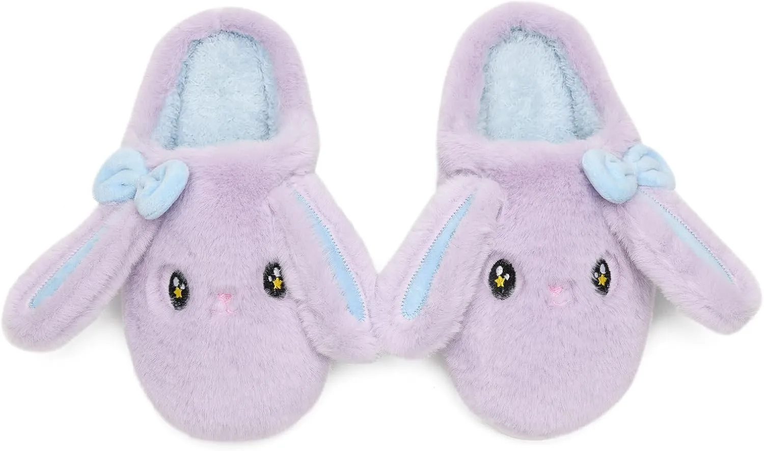 Bunny Animal Slippers for Women and Men, Cute Bow Fuzzy Fluffy Comfy Plush Cartoon Woman Preppy Funny Furry Rabbit Pillow Cloud Home Bedroom House Slipper for Womens Indoor and Outdoor
