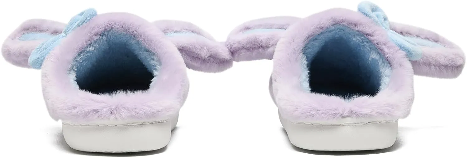 Bunny Animal Slippers for Women and Men, Cute Bow Fuzzy Fluffy Comfy Plush Cartoon Woman Preppy Funny Furry Rabbit Pillow Cloud Home Bedroom House Slipper for Womens Indoor and Outdoor