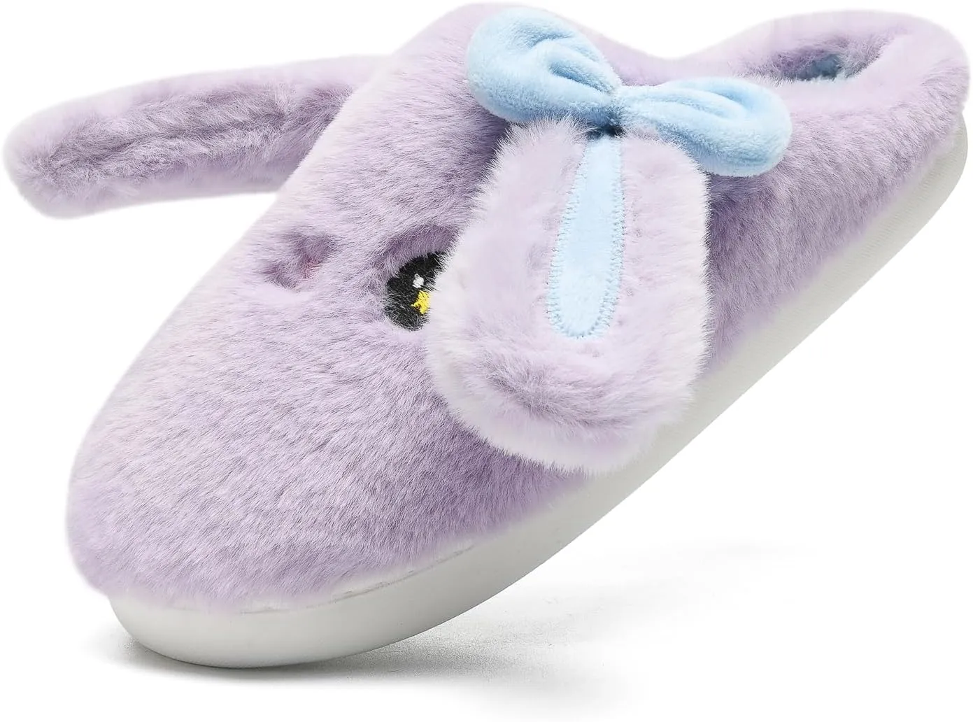 Bunny Animal Slippers for Women and Men, Cute Bow Fuzzy Fluffy Comfy Plush Cartoon Woman Preppy Funny Furry Rabbit Pillow Cloud Home Bedroom House Slipper for Womens Indoor and Outdoor