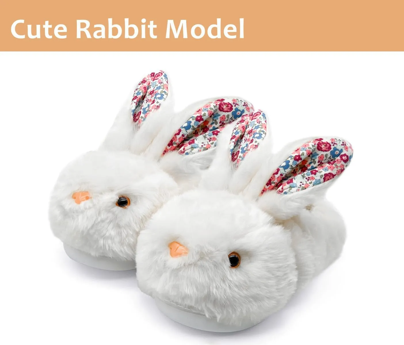 Bunny Slippers for Women Men Cute Plush Rabbit Fuzzy Slippers, Soft Fluffy Animal Winter Warm Indoor House Slippers Shoes
