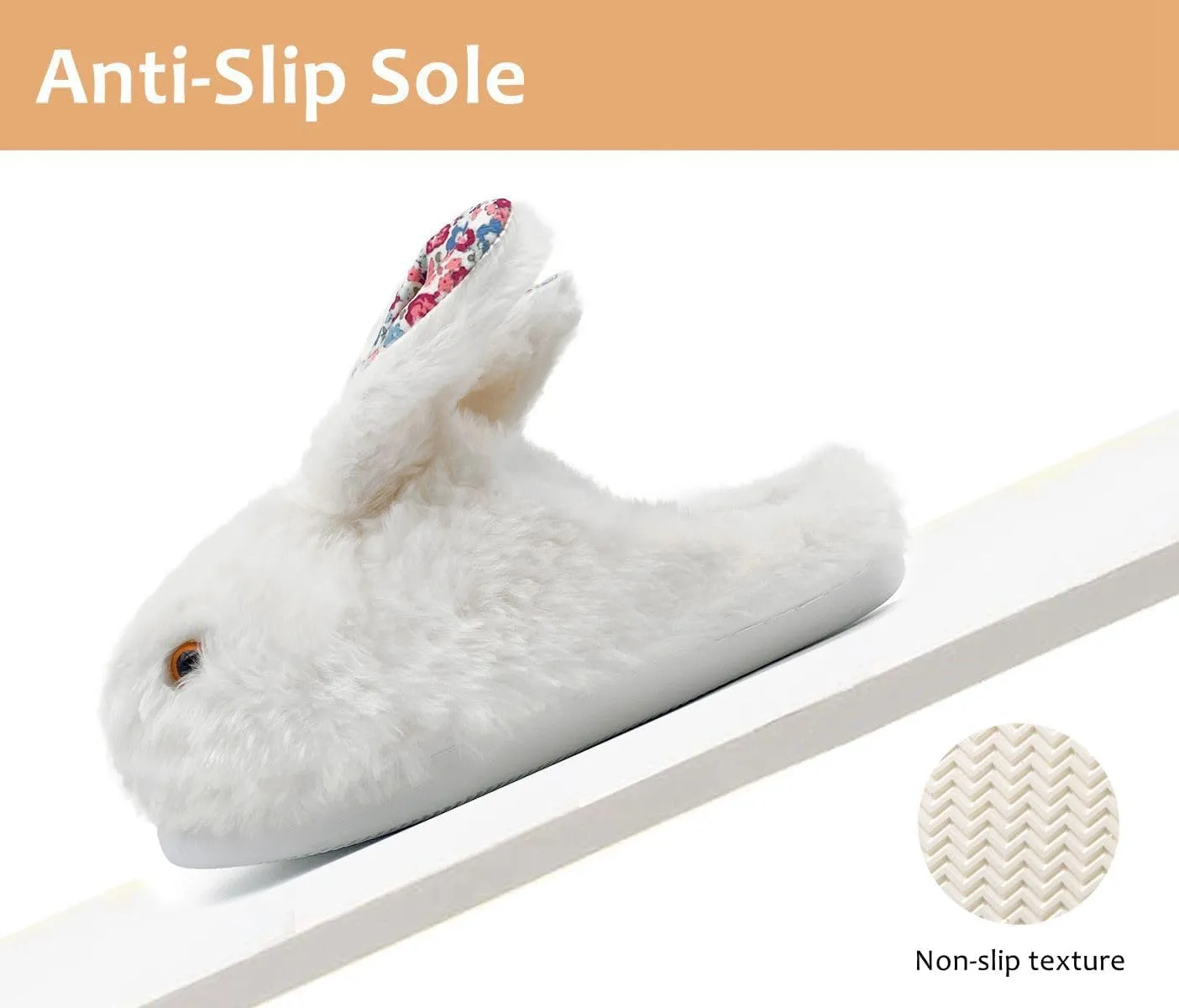 Bunny Slippers for Women Men Cute Plush Rabbit Fuzzy Slippers, Soft Fluffy Animal Winter Warm Indoor House Slippers Shoes