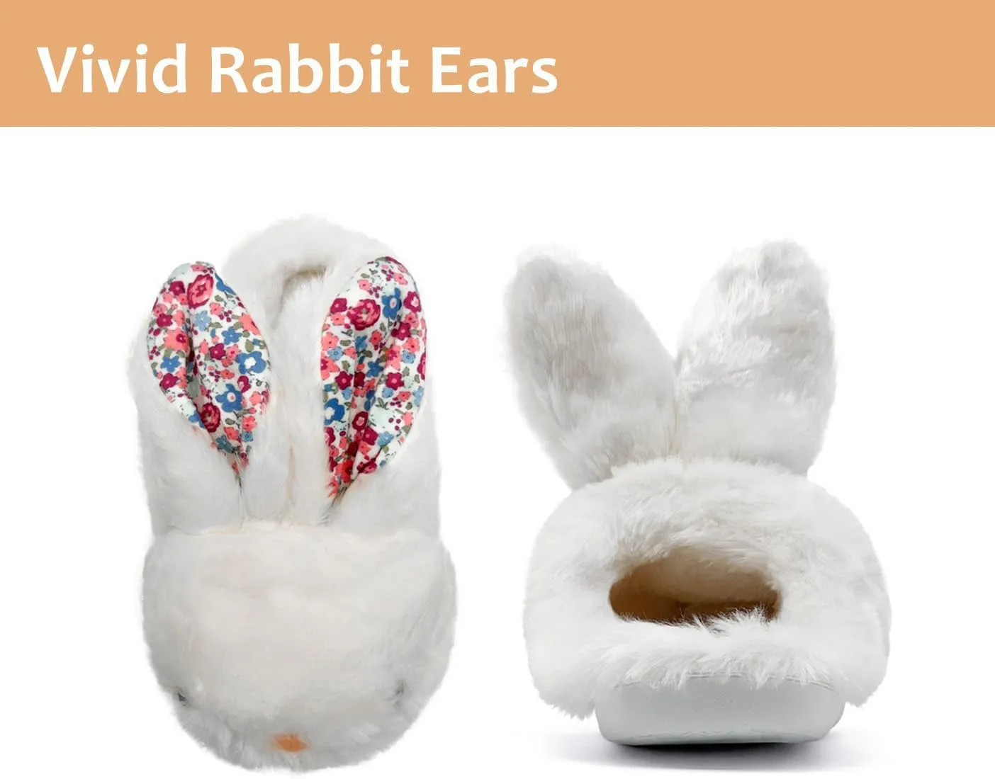 Bunny Slippers for Women Men Cute Plush Rabbit Fuzzy Slippers, Soft Fluffy Animal Winter Warm Indoor House Slippers Shoes