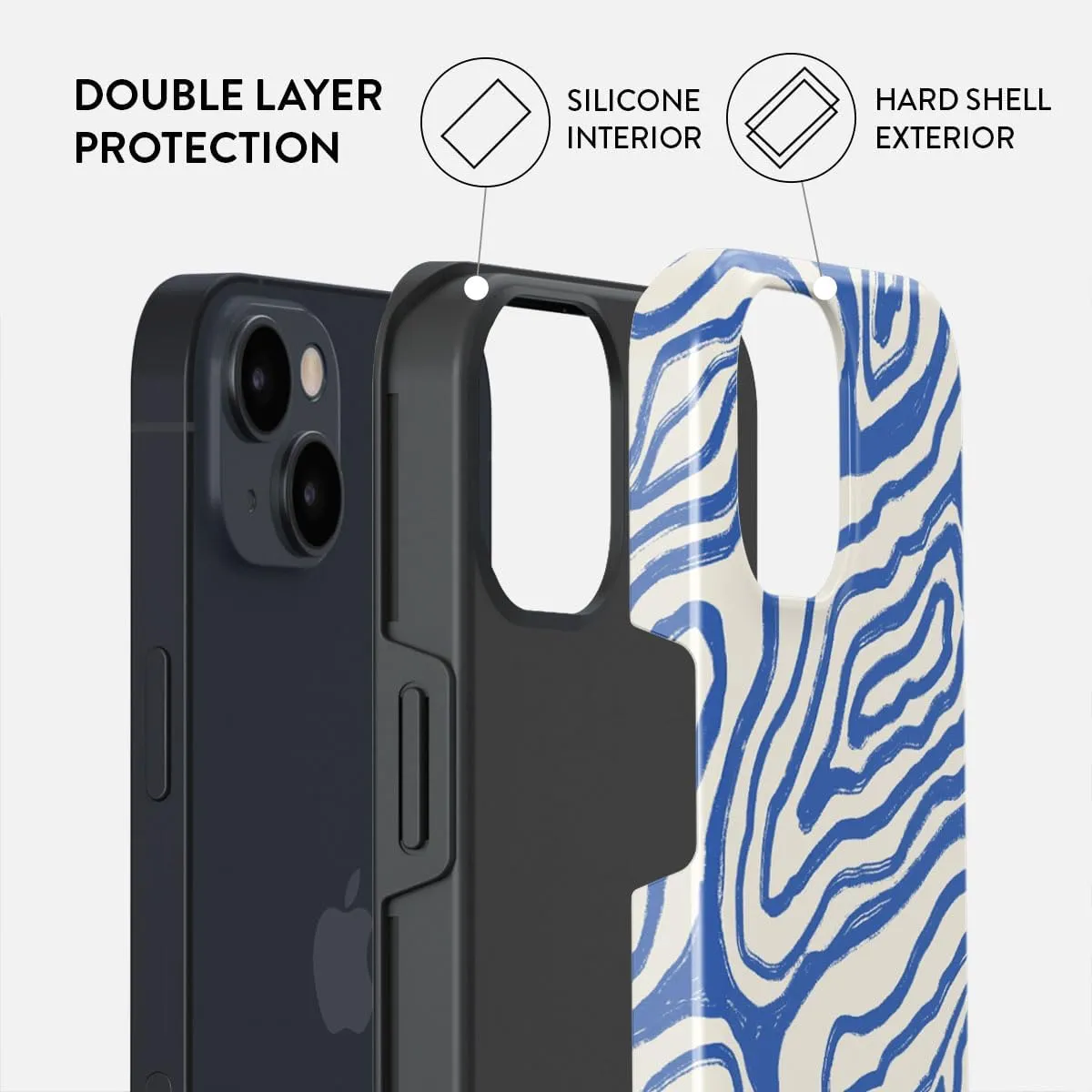 BURGA Phone Case for iPhone 13 - Cute, Trendy, Aesthetic, Pattern Phone Cover, Hard Shell Protection - fits Apple iPhone 13 Case for Women and Men, Blue Ocean Waves