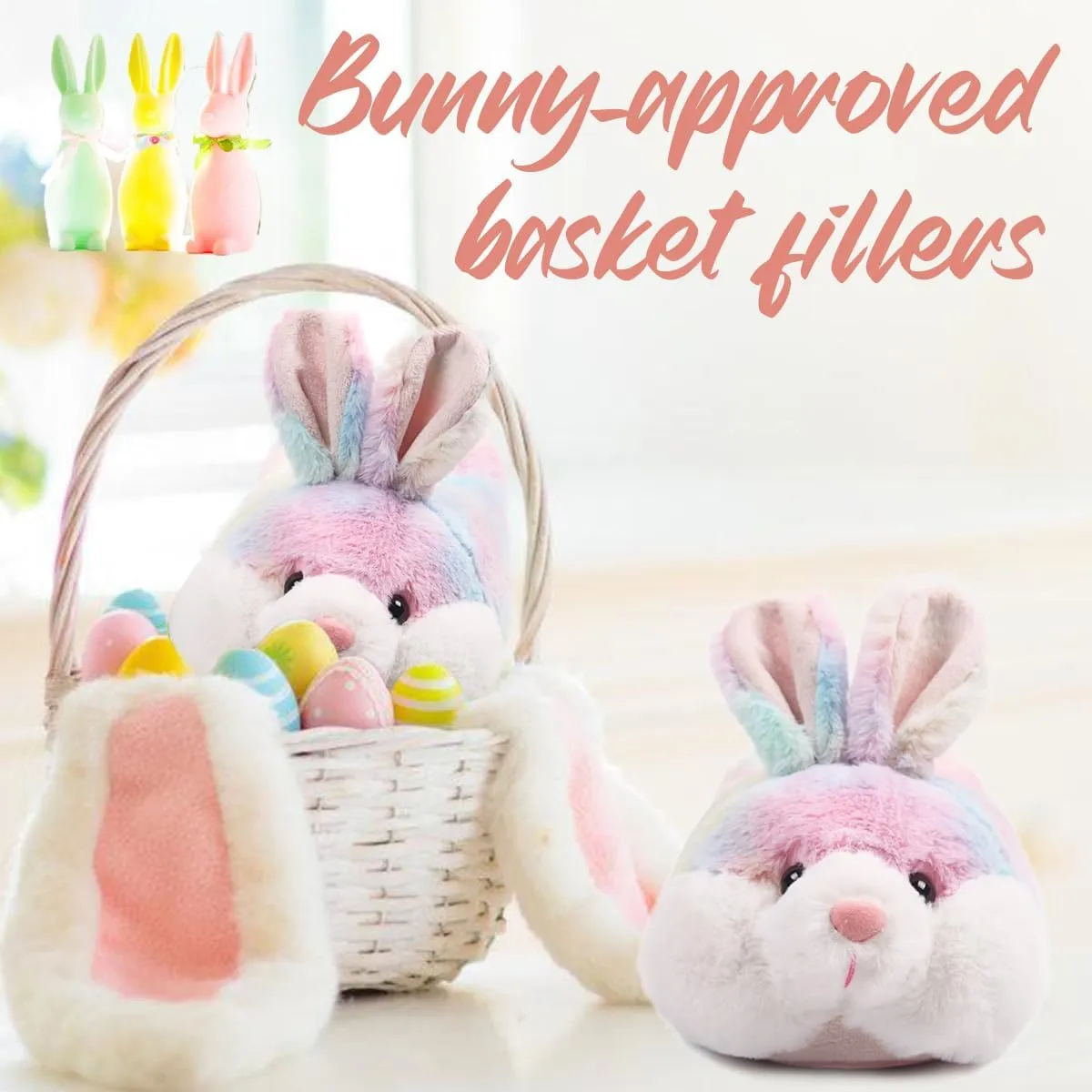 Caramella Bubble Classic Bunny Slippers for Women Funny Animal Novelty Slippers for Adults Cute Plush Rabbit Bedroom Slippers