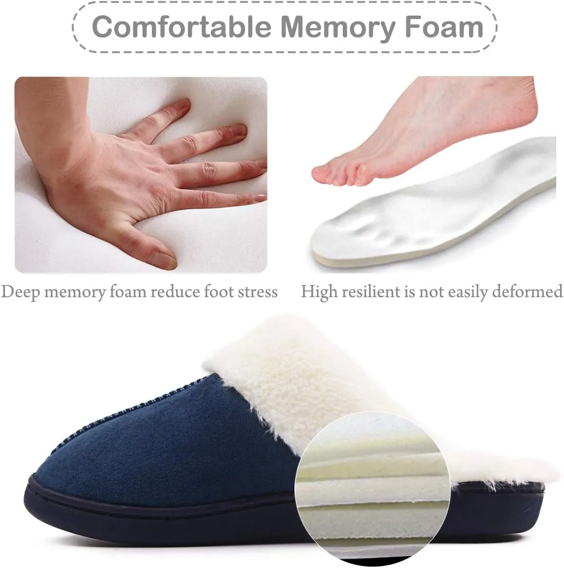 Caramella Bubble Women Slippers House Shoes : Fuzzy Fur Memory Foam Non Slip Slipper - Indoor Outdoor Ladies Maternity Home Slide