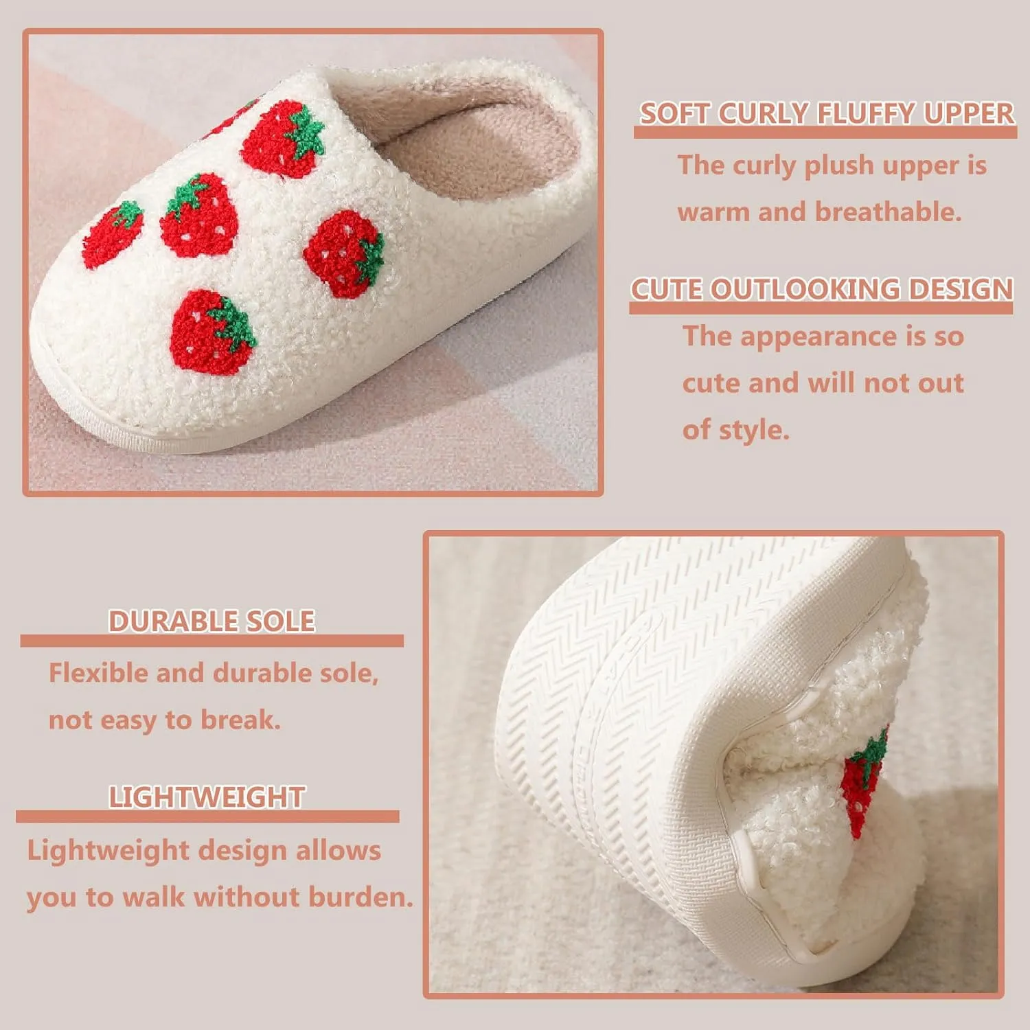 Cartoon Slippers for Womens Mens Cute Cozy Plush Warm Slip-on House Shoes for Indoor and Outdoor Meet Me at Midnight Strawberry Mushroom Evil Eyes Love Heart Slippers