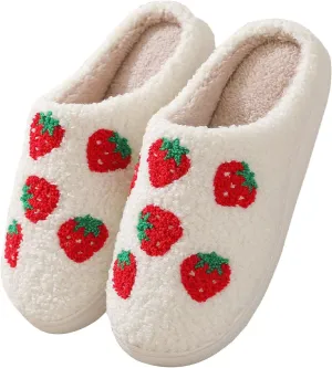 Cartoon Slippers for Womens Mens Cute Cozy Plush Warm Slip-on House Shoes for Indoor and Outdoor Meet Me at Midnight Strawberry Mushroom Evil Eyes Love Heart Slippers
