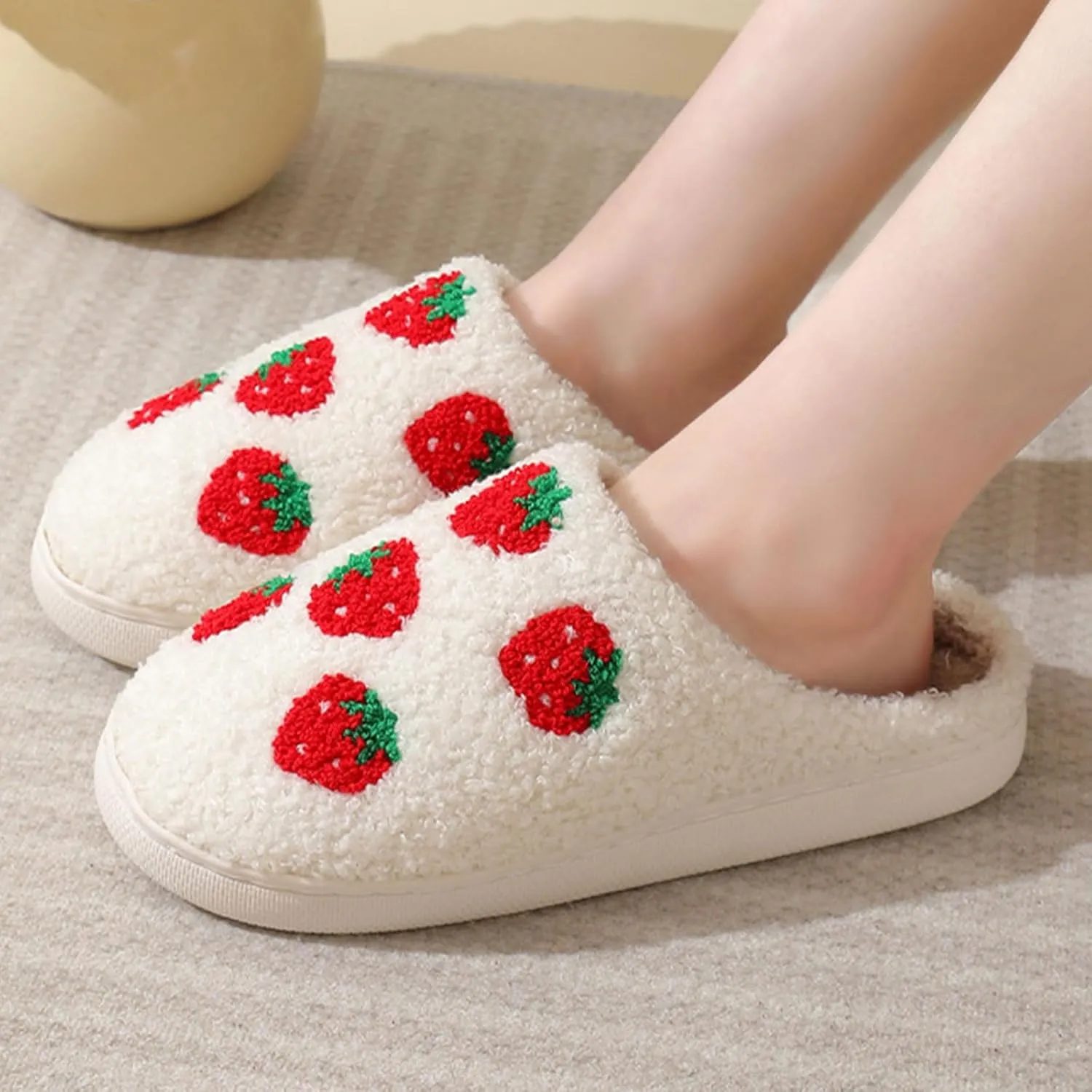 Cartoon Slippers for Womens Mens Cute Cozy Plush Warm Slip-on House Shoes for Indoor and Outdoor Meet Me at Midnight Strawberry Mushroom Evil Eyes Love Heart Slippers