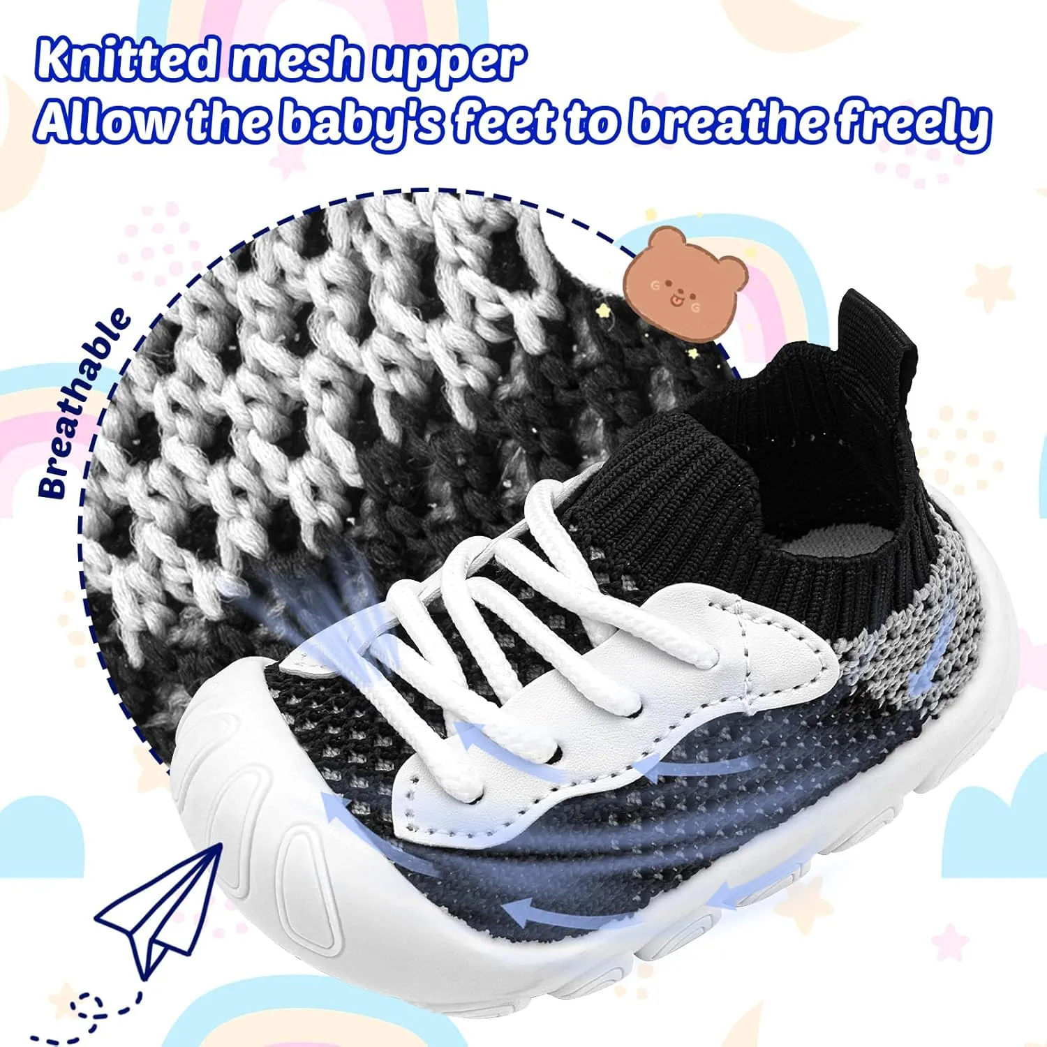 Charrost Toddler Baby Girl Boy First Walking Shoes Checkered Sneakers Sizes 3/4/5/6/7/8T. Soft, Cute,Flexible for First Walkers. Non-Slip, Slip On, Wide Toe Box Indoors Outdoors
